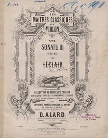 Partition de piano, 12 sonates pour violon et Continuo, Op.9 par Jean-Marie Leclair