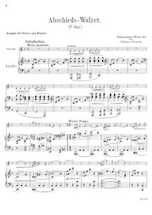 Partition Piano (Score), Abschieds-Walzer, Op. posth., Strauss Jr., Johann