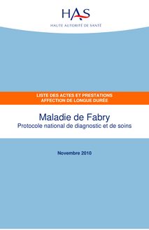 ALD n° 17 - Maladie de Fabry - ALD n° 17 - Liste des actes et prestations sur la maladie de Fabry