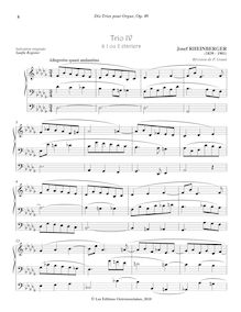 Partition No.4 Trio en D-flat major, 10 Trios pour orgue, Rheinberger, Josef Gabriel