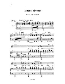 Partition complète, Aimons, rêvons!, Bizet, Georges