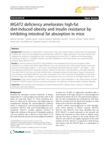 MGAT2 deficiency ameliorates high-fat diet-induced obesity and insulin resistance by inhibiting intestinal fat absorption in mice