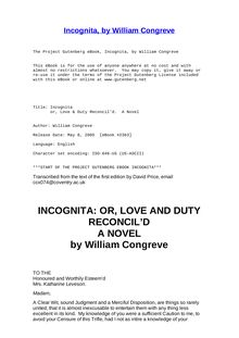 Incognita; or, Love and Duty Reconcil d