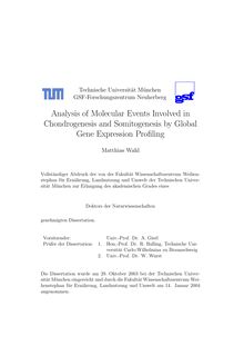 Analysis of molecular events involved in chondrogenesis and somitogenesis by global gene expression profiling [Elektronische Ressource] / Matthias Wahl
