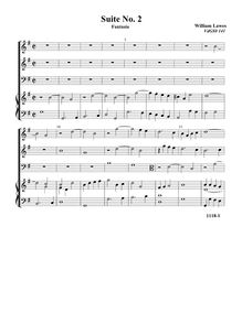 Partition complète,  No.2 pour 3 violes de gambe et orgue, Lawes, William par William Lawes