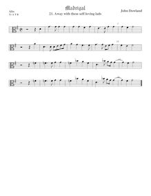 Partition Tenor1 viole de gambe, alto clef, Selected travaux, Dowland, John par John Dowland
