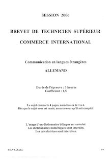 Allemand 2006 BTS Commerce international à référentiel Européen