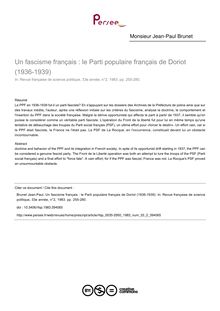 Un fascisme français : le Parti populaire français de Doriot (1936-1939) - article ; n°2 ; vol.33, pg 255-280