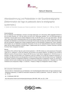 Altersbestimmung und Paläoböden in der Quartärstratigraphie [Détermination de l age et paléosols dans la stratigraphie quaternaire.] - article ; n°2 ; vol.22, pg 159-166