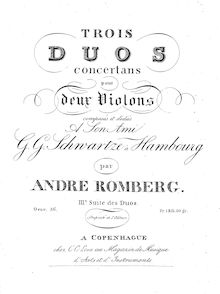 Partition parties complètes, 3 Concertant Duos pour 2 violons, Op.56