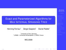 Exact and Parameterized Algorithms for Max Internal Spanning Tree
