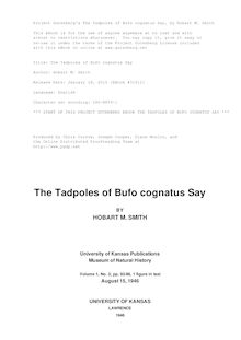 The Tadpoles of Bufo cognatus Say