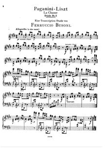 Partition Etude No.5 en E major La Chasse (BV B 76), Grandes études de Paganini