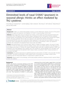 Diminished levels of nasal S100A7 (psoriasin) in seasonal allergic rhinitis: an effect mediated by Th2 cytokines