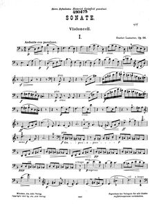Partition de violoncelle, violoncelle Sonata, Op.56, Lazarus, Gustav