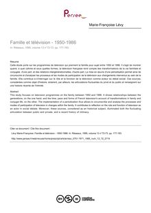 Famille et télévision - 1950-1986 - article ; n°72 ; vol.13, pg 177-193