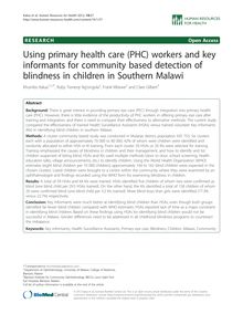 Using primary health care (PHC) workers and key informants for community based detection of blindness in children in Southern Malawi