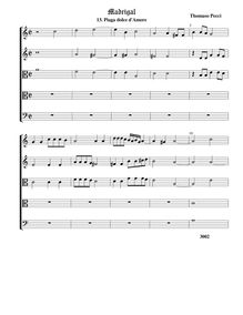 Partition Piaga dolce d Amore - partition complète (Tr Tr T T B), Madrigali a 5 voci, Libro 2