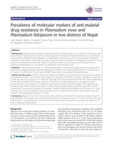 Prevalence of molecular markers of anti-malarial drug resistance in Plasmodium vivaxand Plasmodium falciparumin two districts of Nepal