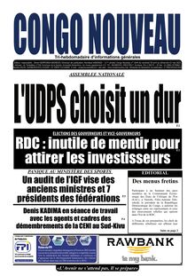 Congo Nouveau N° 1644 - du vendredi 29 avril au dimanche 01 mai 2022