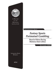 Fantasy Sports Parimutuel Gambling Performance Audit 09P-02