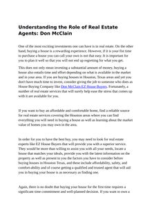Understanding the Role of Real Estate Agents: Don McClain