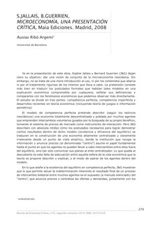 S. Jallais, B. Guerrien, Microeconomía, una presentación crítica, Maia Ediciones. Madrid, 2008