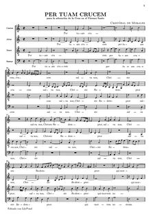 Partition choral Score, Per tuam crucem, Morales, Cristóbal de
