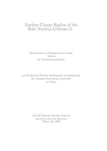 Nuclear charge radius of the halo nucleus lithium-11 [Elektronische Ressource] / Rodolfo Marcelo Sánchez Alarcón