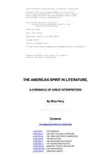 The American Spirit in Literature : a chronicle of great interpreters