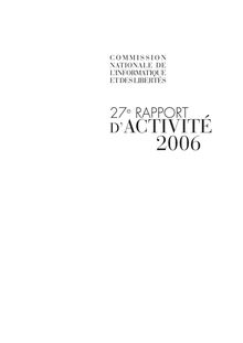 27ème rapport d activité 2006 de la Commission nationale de l informatique et des libertés
