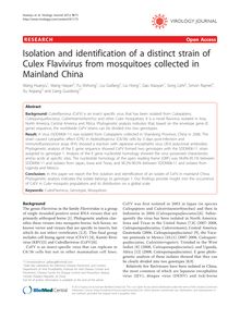 Isolation and identification of a distinct strain of Culex Flavivirus from mosquitoes collected in Mainland China