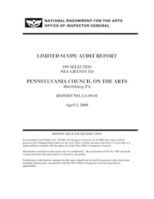 LIMITED SCOPE AUDIT REPORT - Pennsylvania Council on the Arts