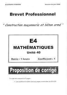 Corrige BP CMBA Mathematiques 2006