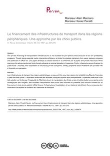 Le financement des infrastructures de transport dans les régions périphériques. Une approche par les choix publics.  - article ; n°2 ; vol.48, pg 257-270