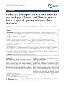 Klotho-beta overexpression as a novel target for suppressing proliferation and fibroblast growth factor receptor-4 signaling in hepatocellular carcinoma