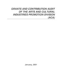 Audit of the Arts and Cultural Industries Promotion Division (ACA),  January 2001