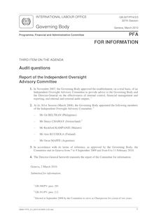 Audit questions – Report of the Independent Oversight Advisory  Committee