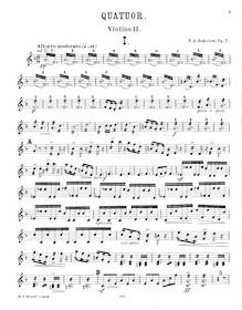 Partition violon 2, corde quatuor No.1, Op.7, F major, Sokolov, Nikolay