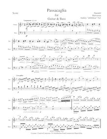 Partition complète, Passacaglia pour violon et viole de gambe, after G.F Handel Passcaglia from Suite No. 7 in G minor for Harpsichord par Johan Halvorsen