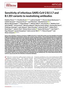 Sensitivity of infectious SARS-CoV-2 B.1.1.7 and B.1.351 variants to neutralizing antibodies
