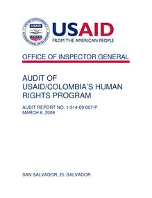  Audit of USAID Colombia’s Human Rights Program