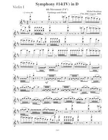 Partition violons I, Symphony No.14, D major, Rondeau, Michel par Michel Rondeau