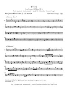 Partition , basse enregistrement  , partie, 12 sonates pour 2 violons avec a basse pour pour violoncelle ou Harpsicord