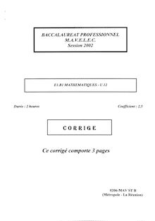 Corrige BACPRO MAINT AUDIOVISUEL Mathematiques 2002