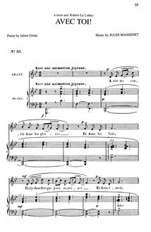Partition complète (B♭ Major: medium voix et piano), Avec toi!