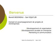 Intervention de Benoît BODINEAU, EQUI LIB - Bienvenue