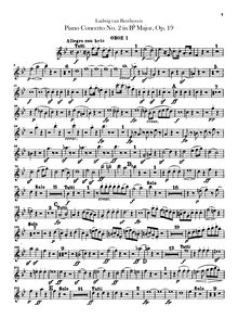 Partition hautbois 1, 2, Piano Concerto No.2, B♭ major, Beethoven, Ludwig van