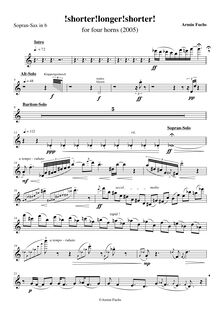 Partition Soprano Saxophone en B♭, pour four cornes, Saxophone Quartet