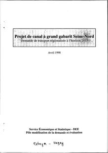 Projet de canal à grand gabarit Seine-Nord. Demande de transport régionalisée à l horizon 2015. : 3151_1